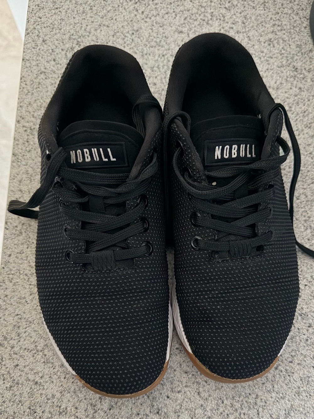 NOBULL Black Knit Trainers with Brown Gum Outsole size 6 women's
